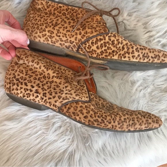 ALDO | Rare Vintage 80’s Faux Leopard Fur Leather Lace Up New Wave Shoes - Picture 12 of 15